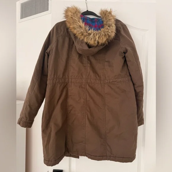 Brown Parka with Faux Fur Hood - Picture 2 of 4